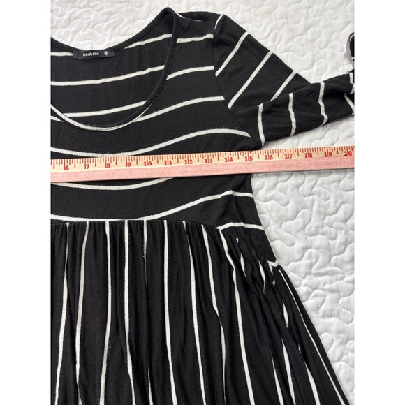 Annabelle Black White Striped Flowy Fit & Flare Long Sleeve Dress size medium - Picture 7 of 8
